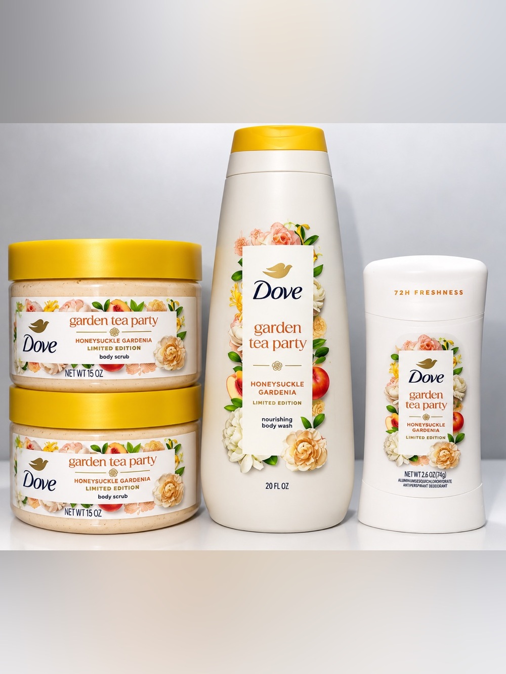 Dove Garden Tea Party Nourishing Body Wash - Yellow (Honeysuckle Gardenia)